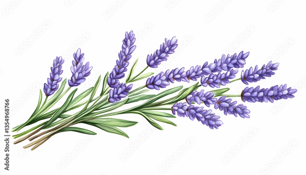 Naklejka premium Lavender sprigs, botanical illustration