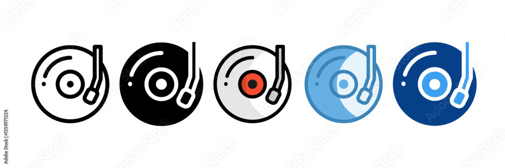 Vinyl Record Icon Set Multiple Style Collection Vinyl Record Icon Set Multiple Style Collection