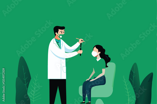 A detailed image of a dentist performing a thorough dental checkup on a patient, symbolizing preventative healthcare and oral hygiene.