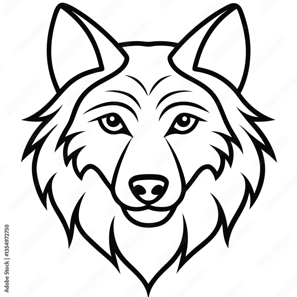 Naklejka premium Wolf Head line art vector isolated on white background