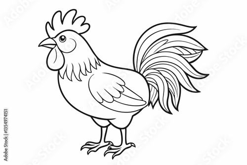 coloring page line art the rooster black vector