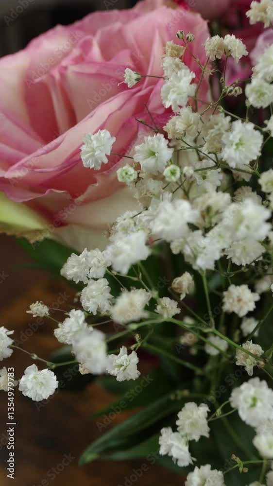 bouquet de fleurs composé de roses, en gros plan