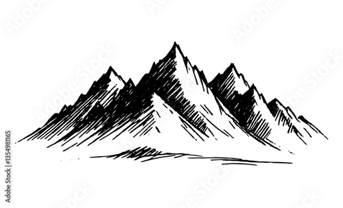 mountain range expressive black vector ink sketch