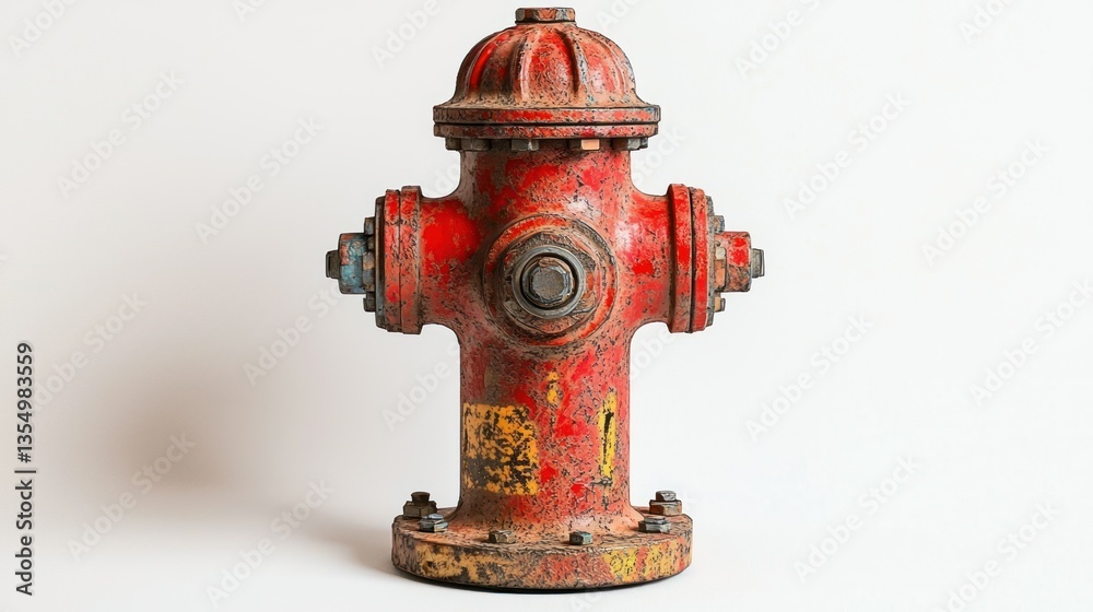 Rusty fire hydrant, studio shot, white background, safety Rusty fire hydrant, studio shot, white background, safety