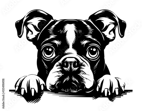 puppy dog with begging eyes black vector illustration
