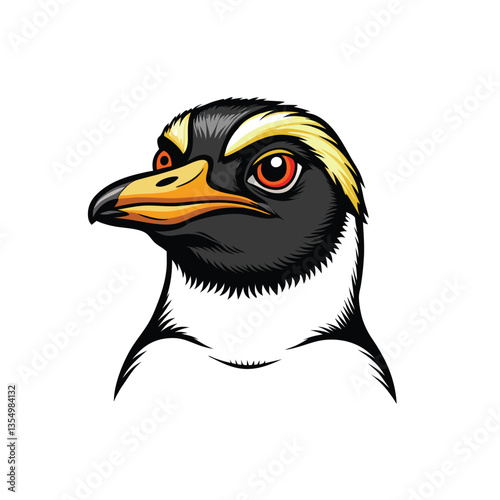 Extreme close-up of a critically endangered Yellow-eyed Penguin's face, showcasing its distinctive yellow eye and plumage details.  Focus on texture and detail.