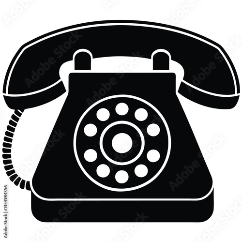 Vintage Rotary Dial Telephone Silhouette
