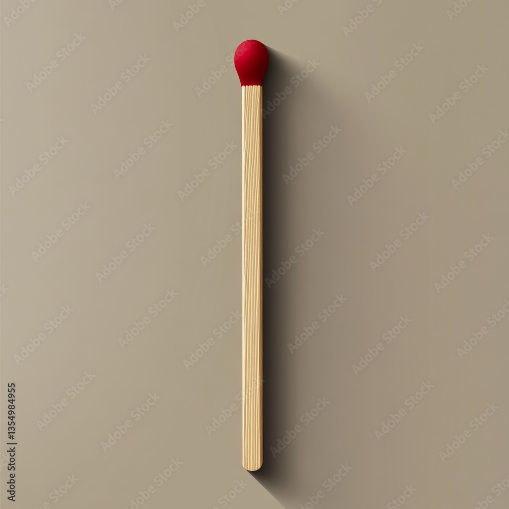 Vector design of a match stick, straight wooden body with a red tip, smooth clean edges, sharp geometric shapes, isolated on a plain background, simple and modern style. Vector design of a match stick, straight wooden body with a red tip, smooth clean edges, sharp geometric shapes, isolated on a plain background, simple and modern style.