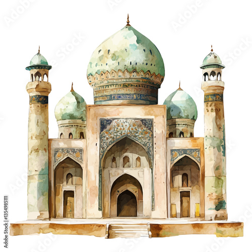 Ilkhanate, watercolor vector, isolated on a white background.