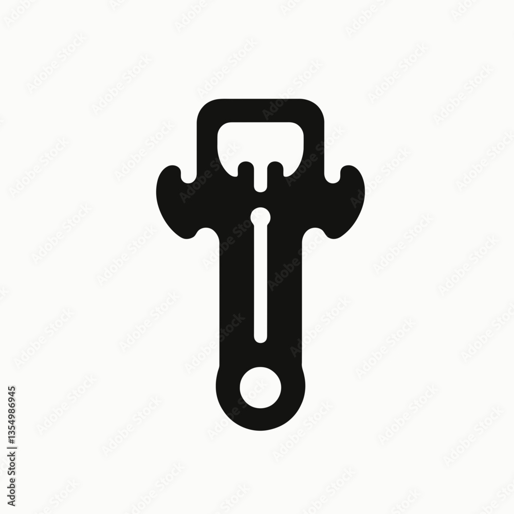 very simple flat and minimalist Bottle Opener silhouette in black on a white background