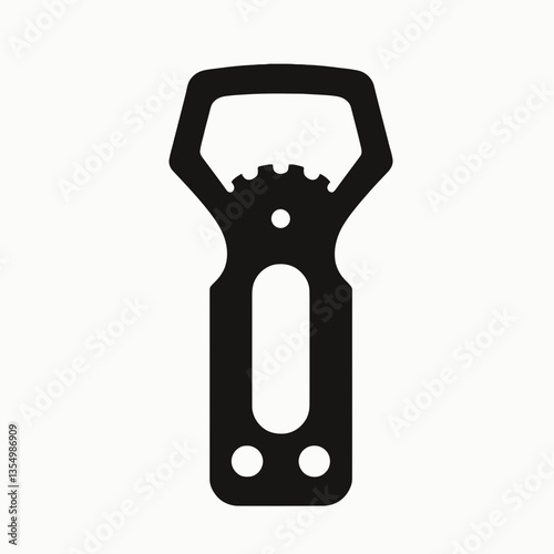 very simple flat and minimalist Bottle Opener silhouette in black on a white background