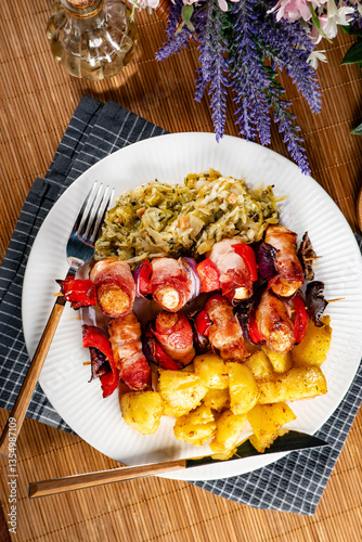 Tasty chicken skewers. photo
