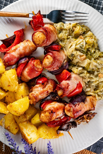 Tasty chicken skewers. photo