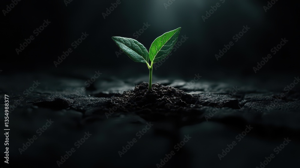A resilient green sprout breaks through the cracked earth, symbolizing hope, renewal, and the power of life in challenging environments. A resilient green sprout breaks through the cracked earth, symbolizing hope, renewal, and the power of life in challenging environments.
