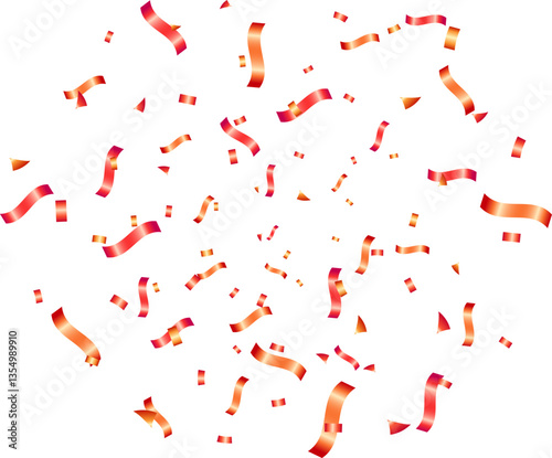 Red and orange confetti explosion, anniversary, celebration, greeting illustration decoration banner background