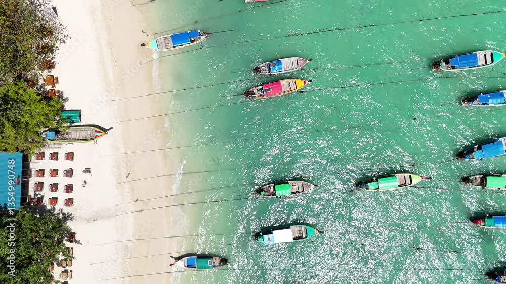 Boats at Phi Phi Don beach in Thailand