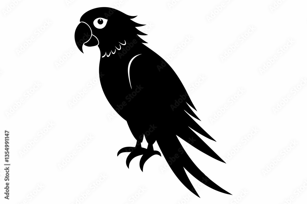 Fototapeta premium Parrot bird silhouette black vector