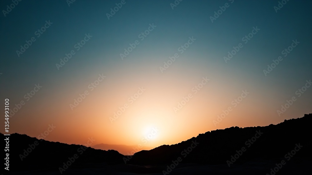 Stunning sunset view over the mountains painting the sky with warm hues : Generative AI