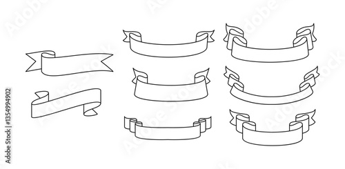 Set of Ribbon banner label collection design vector illustration