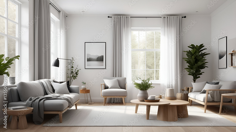 Fototapeta premium modern living room with modern furniture ai