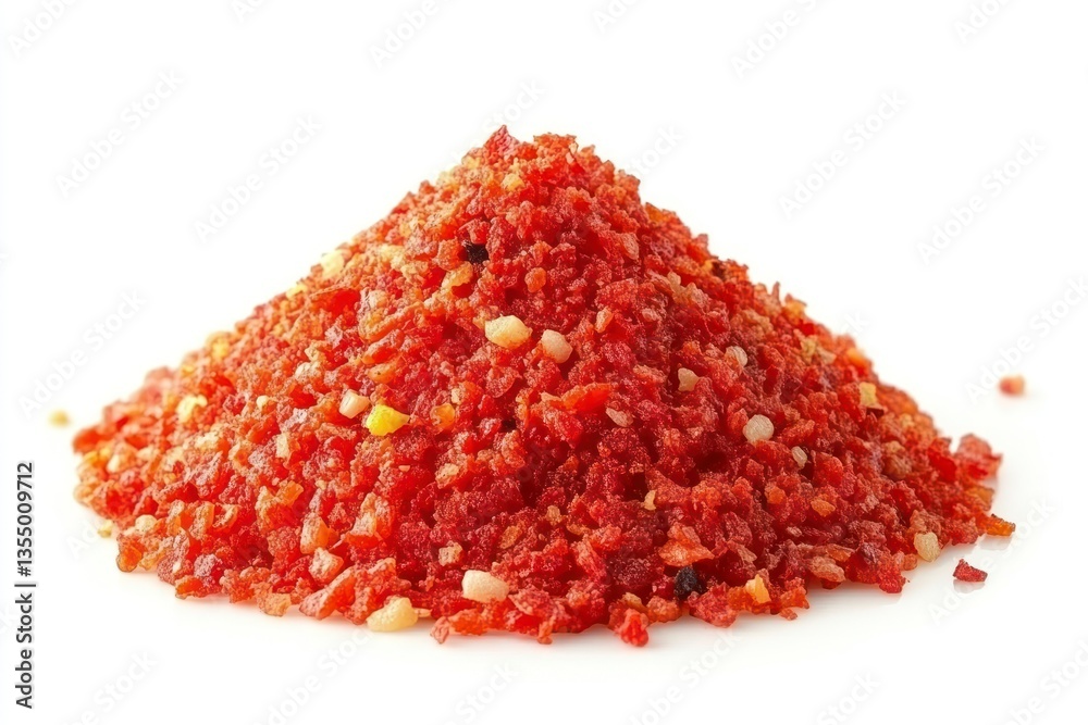 Pile of Crushed Red Pepper Flakes Isolated on White Background Pile of Crushed Red Pepper Flakes Isolated on White Background