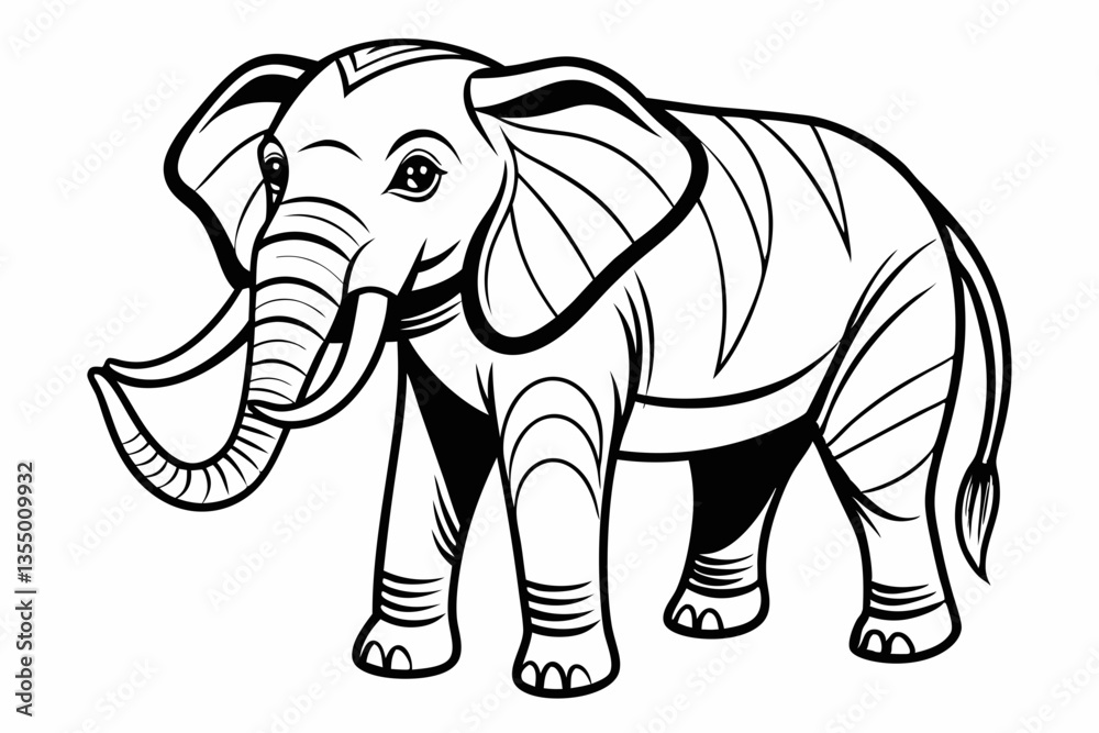 Obraz premium coloring page line art the elephant black vector