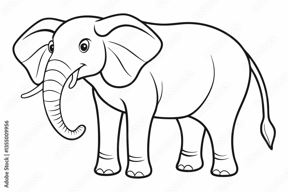 Fototapeta premium coloring page line art the elephant black vector