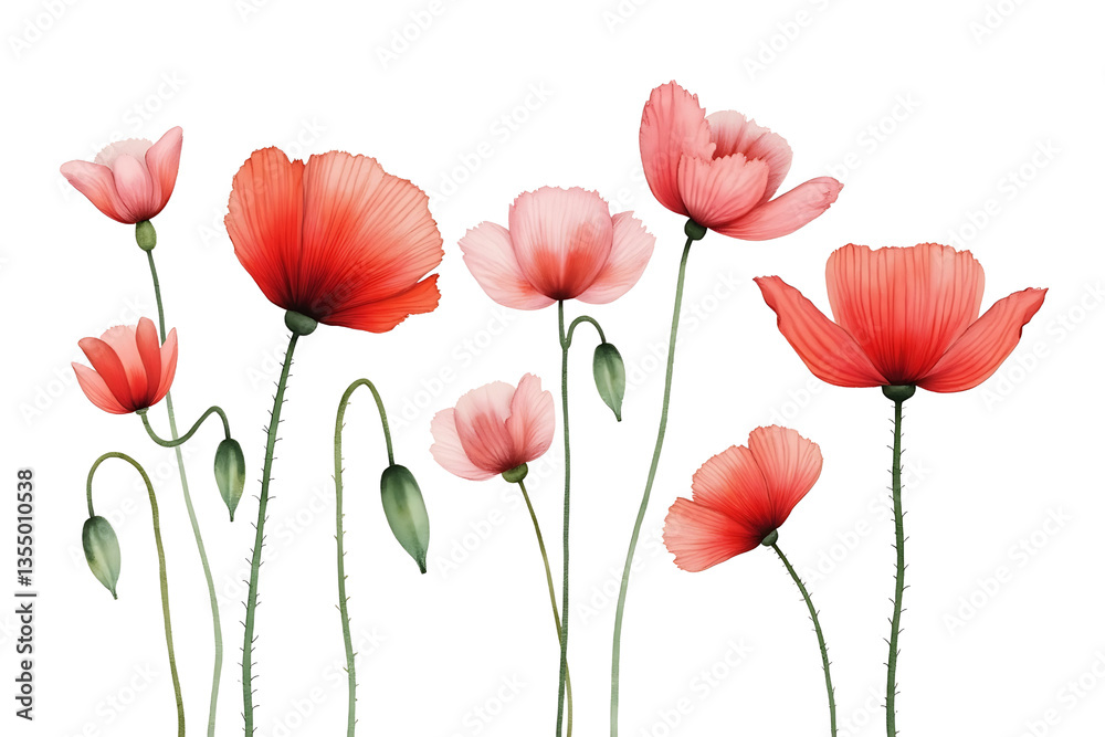 Obraz premium red tulips isolated on white background
