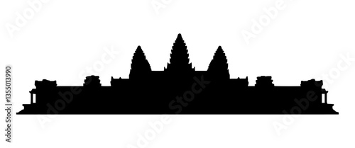angkor wat temple silhouette cambodia print vector shape silhouette laser cutting engraving