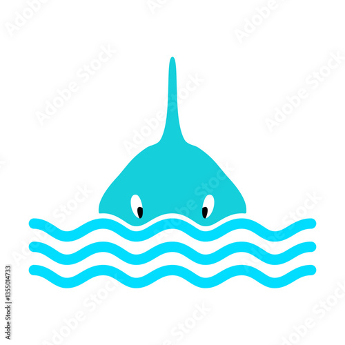 Vector illustration of a shark with shark fins.