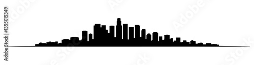 modern city skyline with skyscrapers black vector print shape engraving silhouette