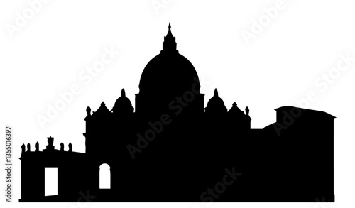 baroque cathedral silhouette with dome and columns