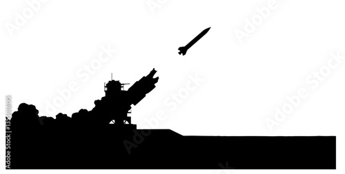 missile launcher firing rocket black vector war silhouette