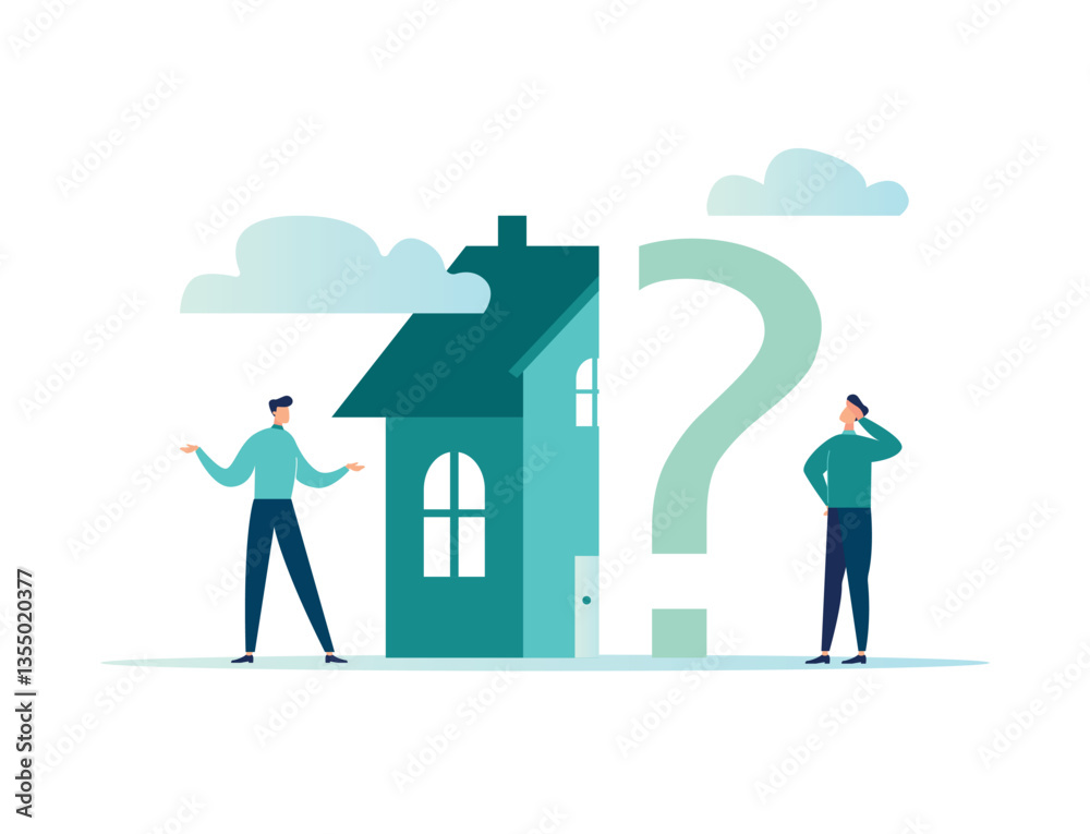 Vector illustration, the concept of a real estate business with houses, the growing real estate market, the increase in the value of houses and square meters, the purchase of real estate Vector illustration, the concept of a real estate business with houses, the growing real estate market, the increase in the value of houses and square meters, the purchase of real estate