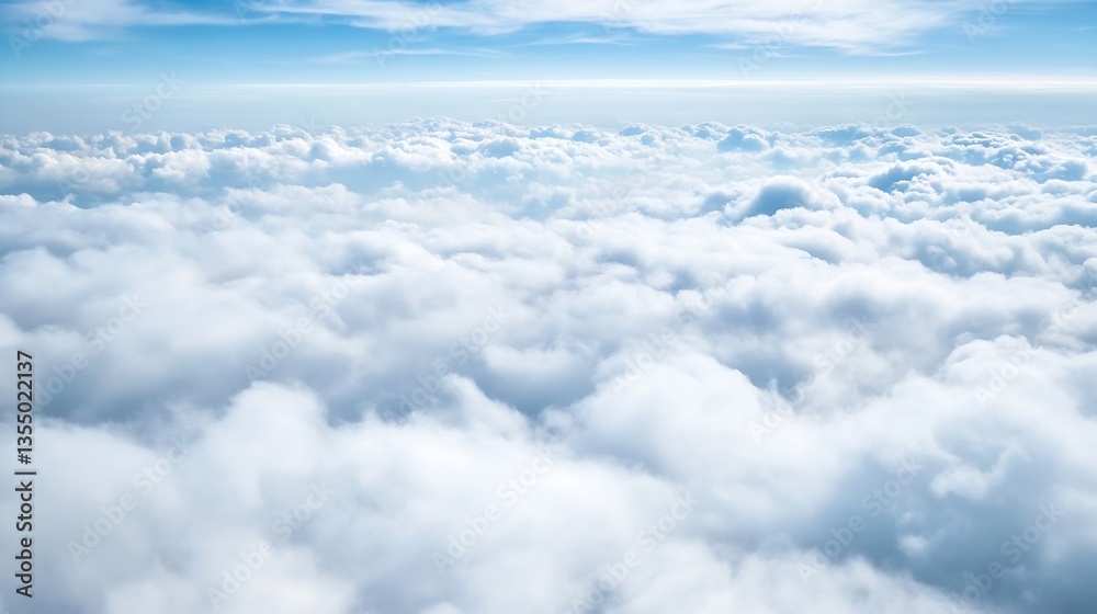 Expansive aerial view of fluffy clouds covering the bright blue sky creating a serene and peaceful atmosphere : Generative AI Expansive aerial view of fluffy clouds covering the bright blue sky creating a serene and peaceful atmosphere : Generative AI