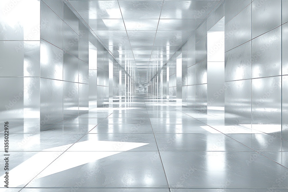 Modern, reflective, empty corridor Modern, reflective, empty corridor