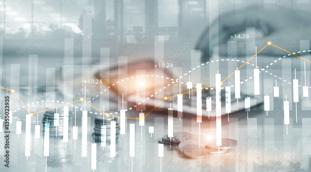 Fototapeta premium Financial Stock Market Graph. Website Economic Banner