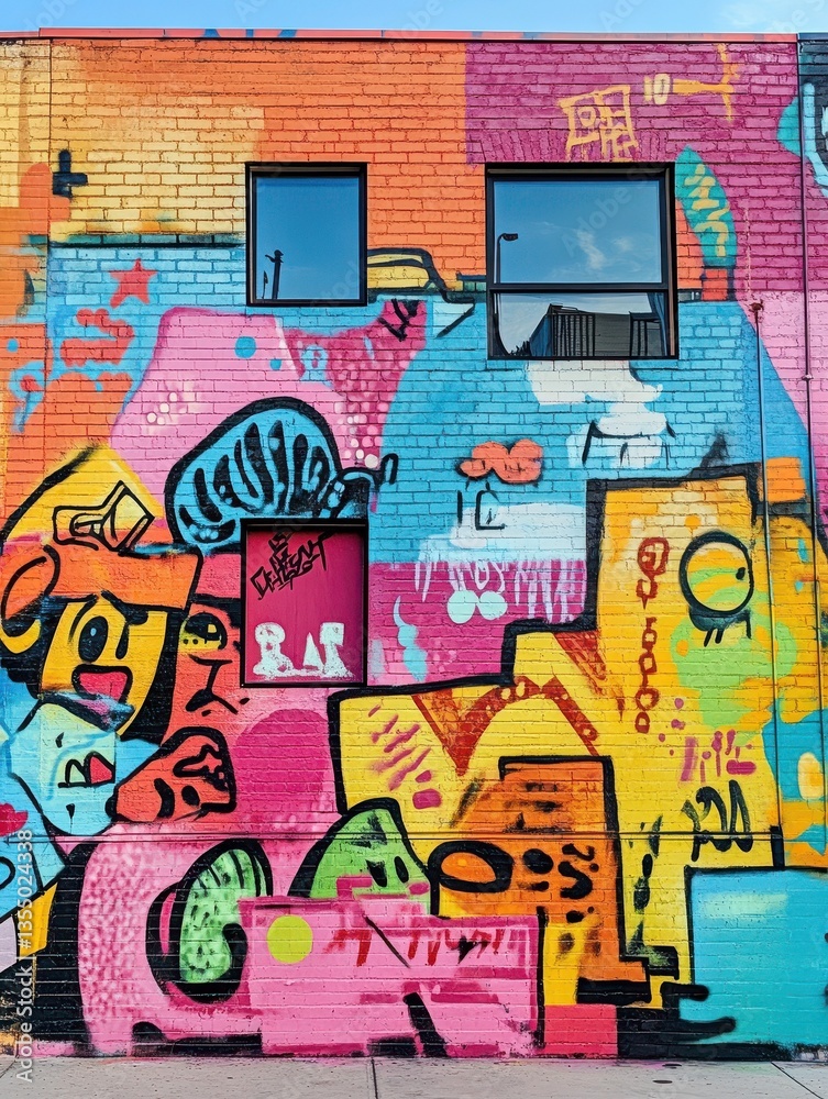 Obraz premium Graffiti Art with Bright Colors Focus on graffiti art with bright bold colors with an urban background