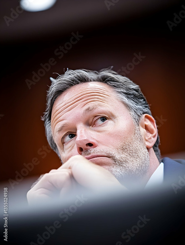 Man listens intently in meeting