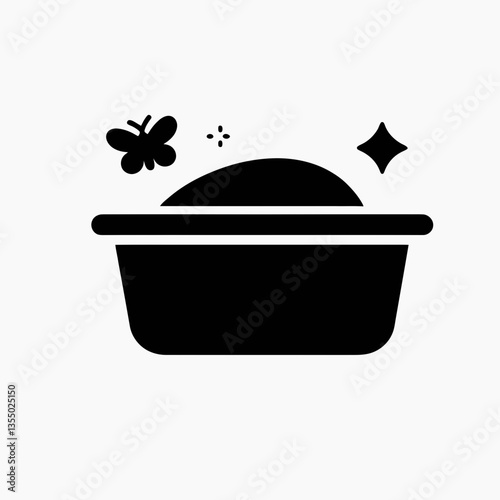 very simple flat and minimalist Butter Dish silhouette in black on a white background