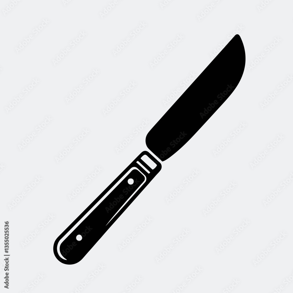 very simple flat and minimalist Butter Knife silhouette in black on a white background very simple flat and minimalist Butter Knife silhouette in black on a white background