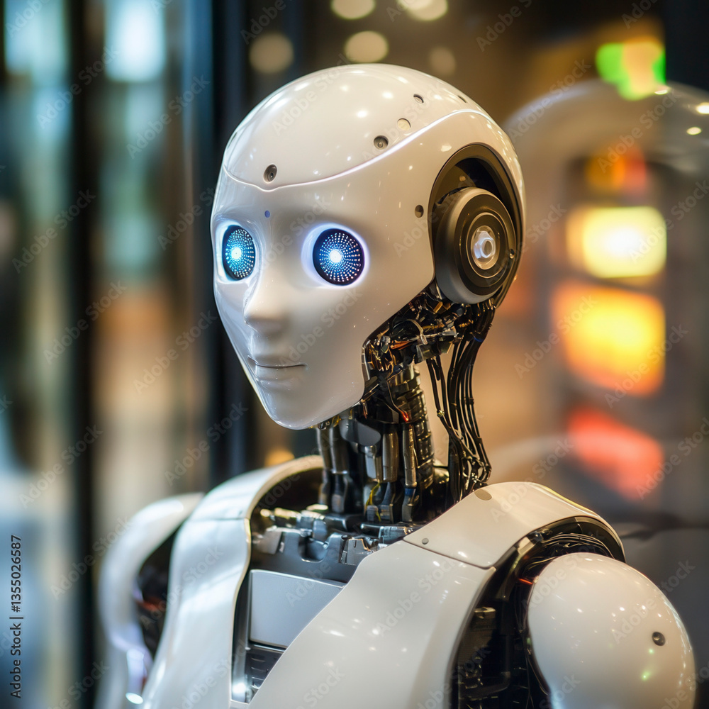 Innovative robot interaction technology exhibition digital content modern environment close-up view artificial intelligence concept Innovative robot interaction technology exhibition digital content modern environment close-up view artificial intelligence concept