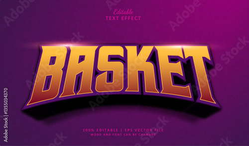 Basket Editable Text Effect Style 3d Sport Orange