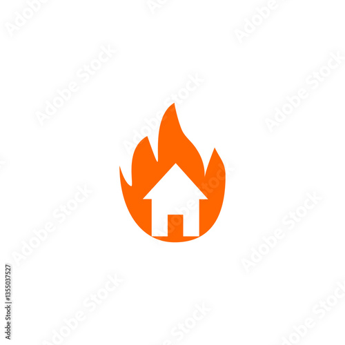  House on fire outline style design isolated on white background 