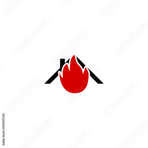 House on fire icon isolated on white background 