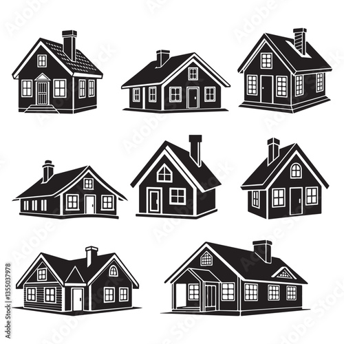 Black and White House Illustrations