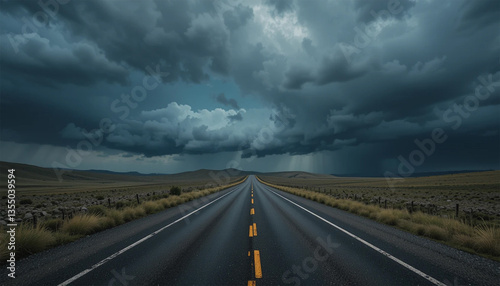 storm clouds over the road
