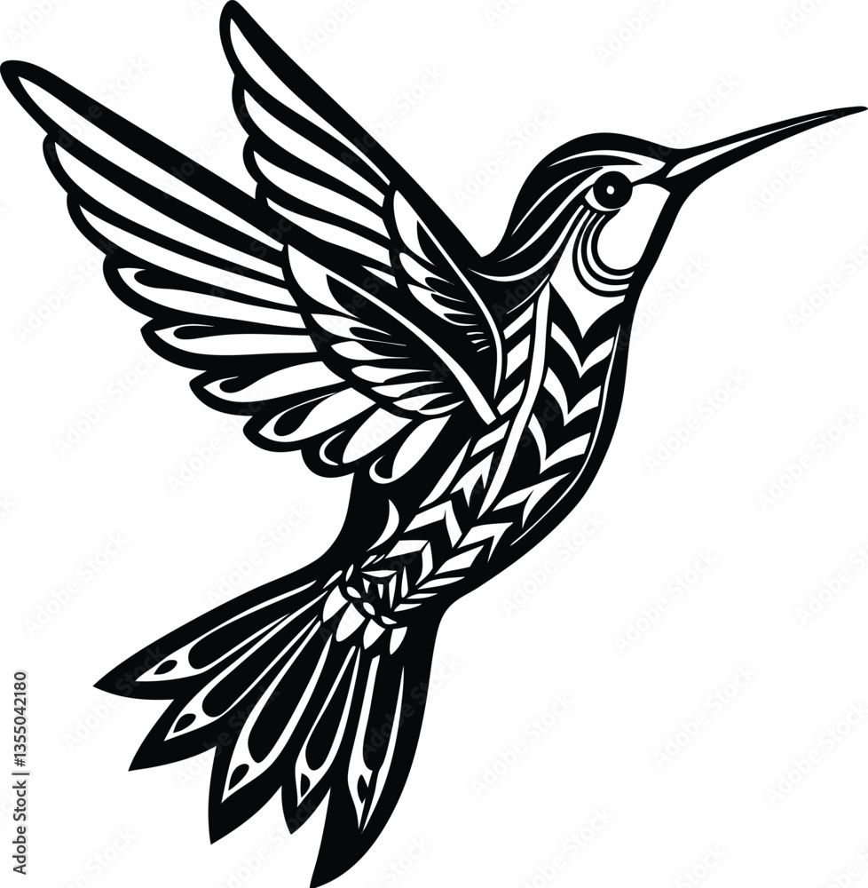 Fototapeta premium Vector illustration of a majestic bird in flight with detailed wings and feathers