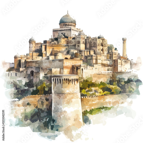 watercolor vector of Khazars Empire, isolated on a white background.