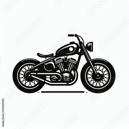 Classic Bobber Motorcycle Black  White Style